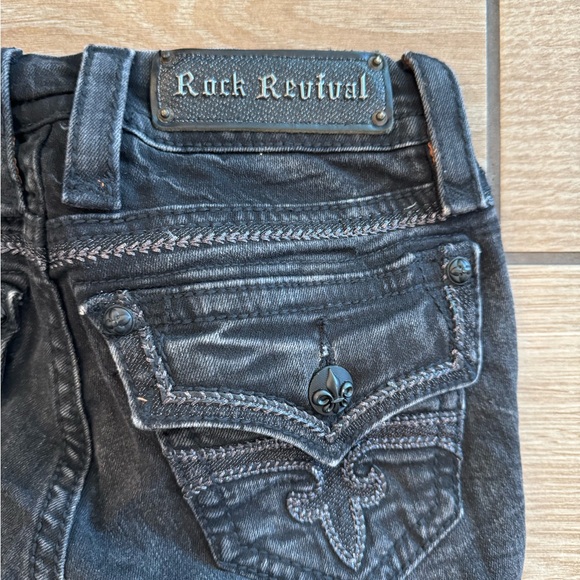 ROCK REVIVAL ANAIS SZ 24 SKINNY EMBROIDERED BLACK DENIM JEANS - Picture 14 of 16